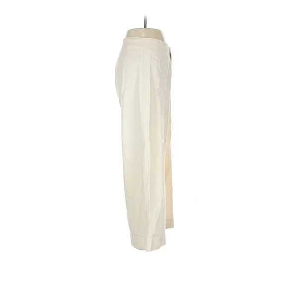 ESBY Lucia Pants Wide Leg Crop 100% Cotton Womens 8 Off White Made In USA - Picture 4 of 10